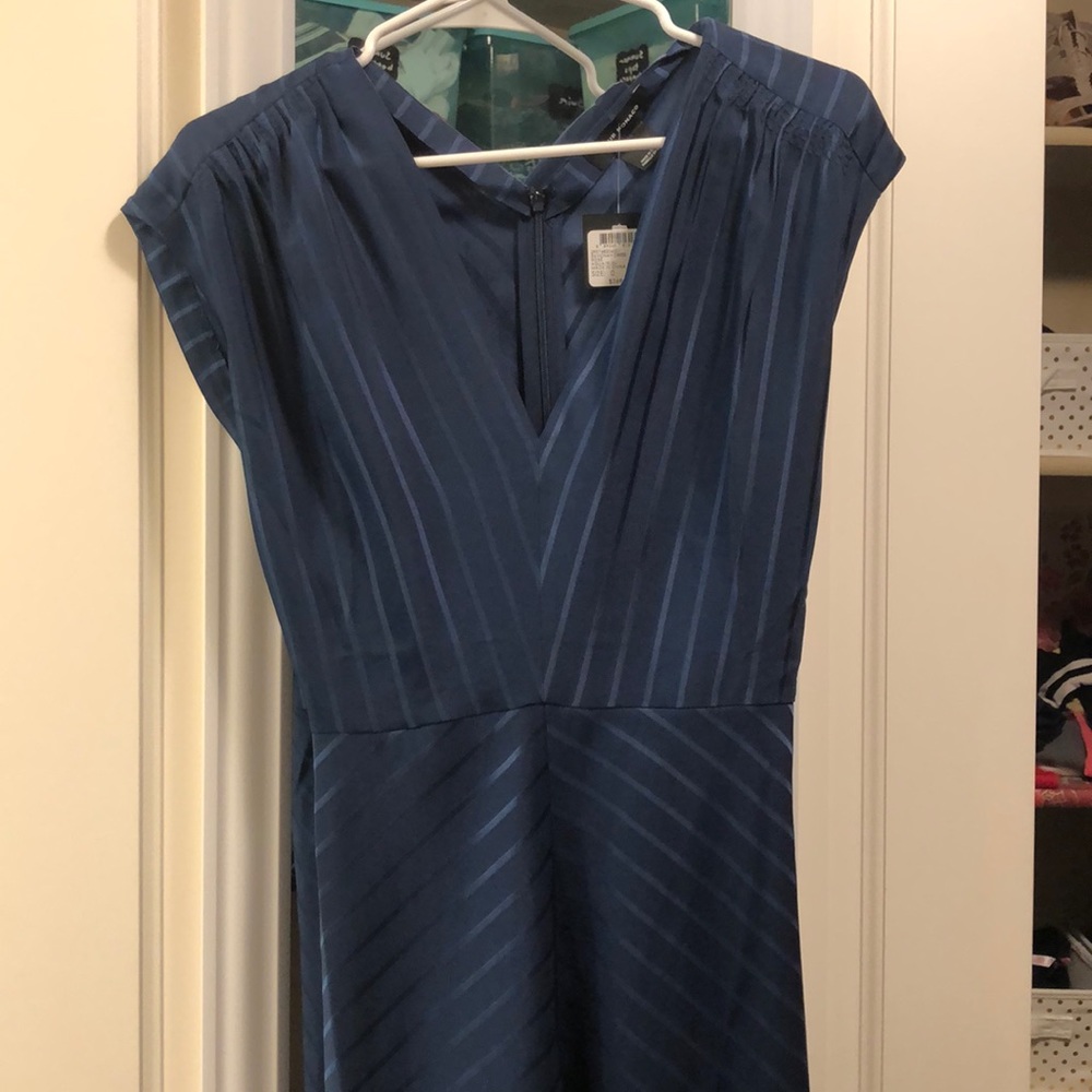 Floor length blue silk a-line dress (NWT)